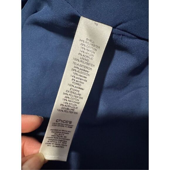 Chico’s Tweed textured open front blazer jacket 1 white shimmer - Picture 4 of 9